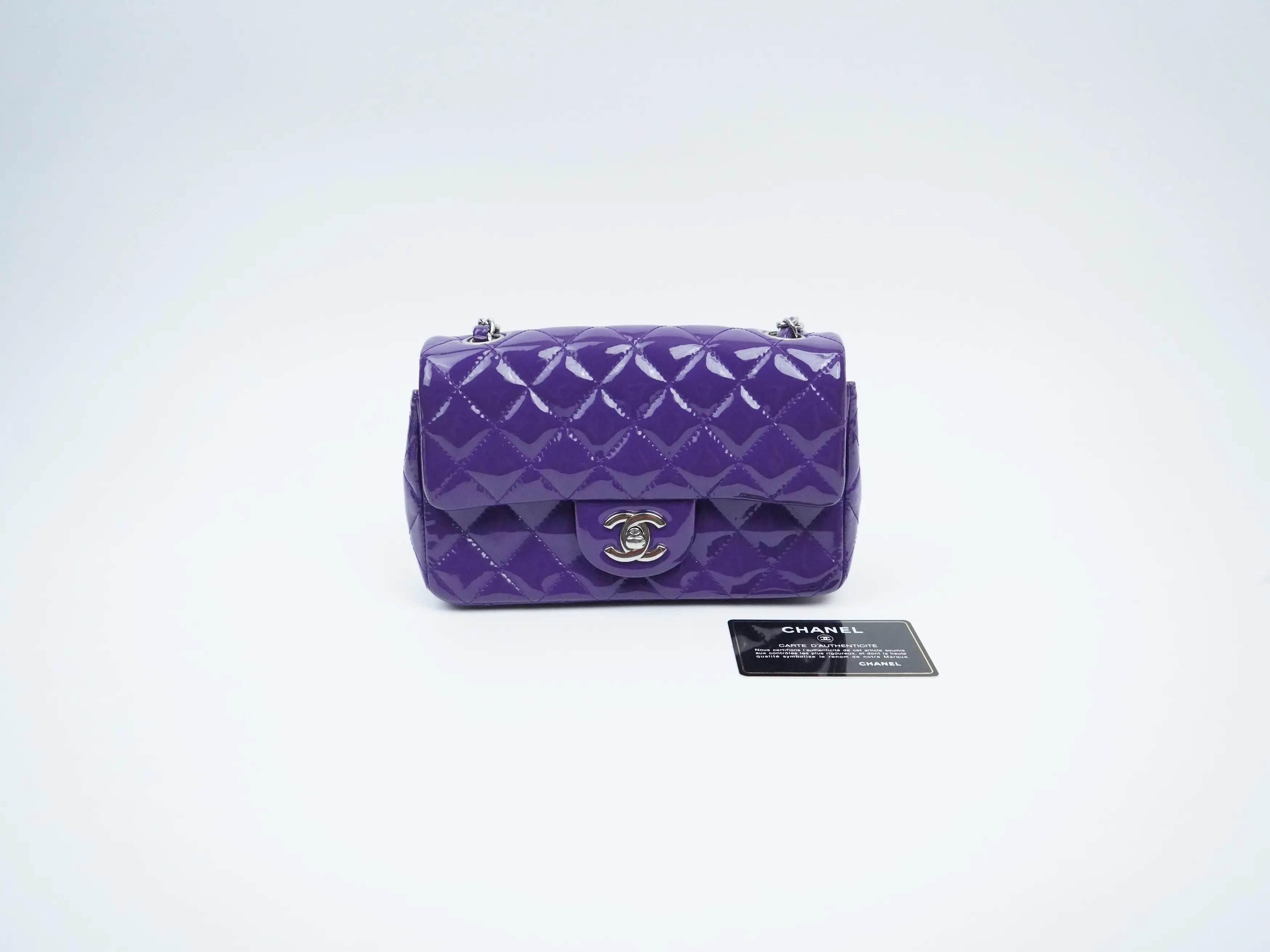 Pre-owned CHANEL patent Crossbody Bags Purple Mini Rectangular Flap