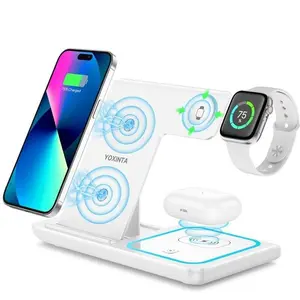 Foldable Wireless Charging Station for iPhone 11-17 & Iwatch/AirPods, Multi-Functional Three-In-One Fast Charge, 3 in 1 wireless charger,portable wireless charger,foldable travel 3-in-1 wireless charger
