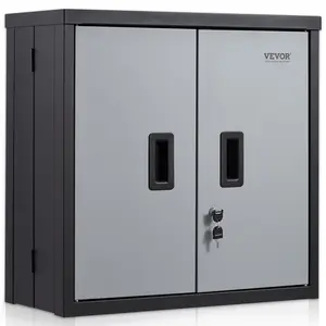 VEVOR Foldable Wall Cabinet, Metal Garage Locker Mounted 26" Small Tool Chest 240 LBS Loading Capacity Adjustable Shelf Magnetic Door File for Warehouse Office Home Black
