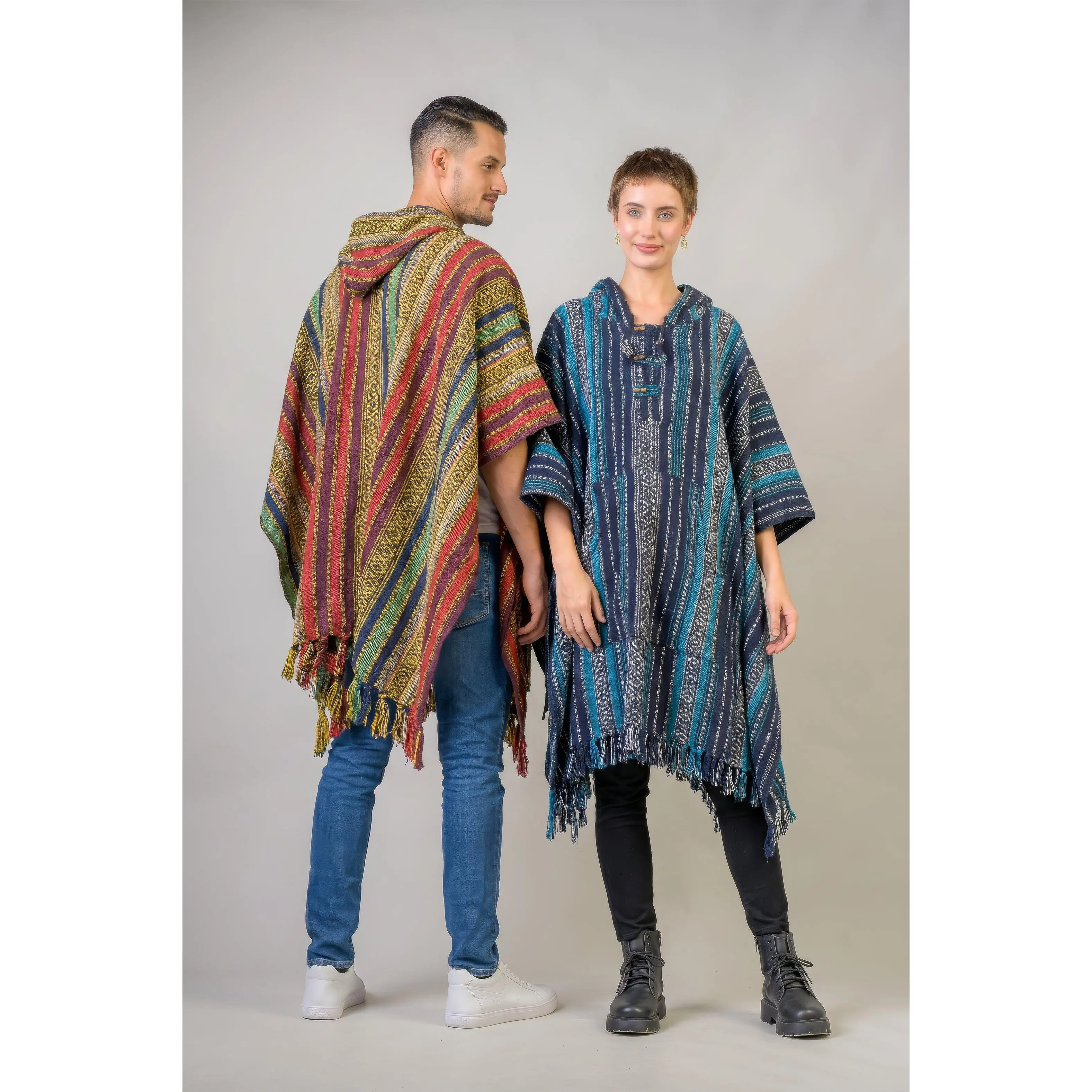 Rhea Pattern Cotton Poncho