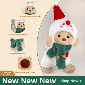 Getahug Snowman Bear | Handmade Jointed Teddy Bear Stuffed Animal Christmas Gifts Plushies Toy, Durable Soft Fluffy Cute Gifts for Girls, cozyvibes Interactive Realistic Bunny