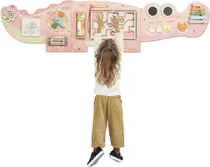 JOYMOR Crocodile Activity Wall Busy Board Panels, Wooden Sensory Wall w/ 11-in-1 Toddler Montessori Learning Activity Center, Ideal Educational Gift for Boys and Girls