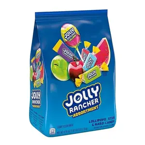Jolly Rancher Assortment Stand Up Pouch 42.01 Oz Lollipops Stix & Hard Candy Assorted Pack 2.6 lbs Bag Sour Gummy Flavor Snack Bonbon Sweet Halloween Candies Spooky Treats Best For Trick-or-treat