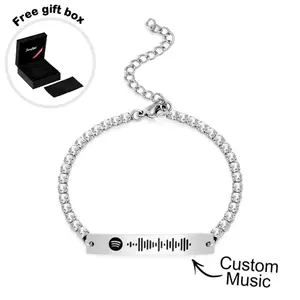 Custom Bracelet Jewelry Scannable Spotify Code Unique Engraved DIY Bracelet Gift for Her on Mother's Day