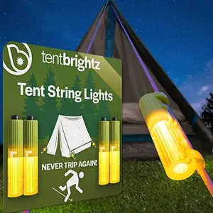 Brightz TentBrightz LED Camping Tent String Lights, 4-Pack - Keeps Your Tent Guyline Strings Visibile at Night - Never Trip Again!