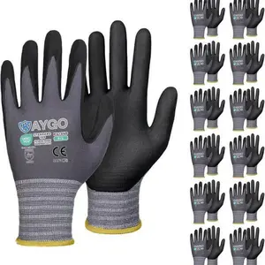 12 Pairs KAYGO KG11PB PU-Coated Safety Work Gloves - CE EN388 Certified, Work Gloves Grip, DIY Projects, Ceiling Grip Design, Polyurethane Coated, Warehouse Workers