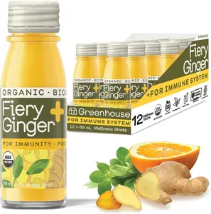 Greenhouse Juice Organic Fiery Ginger & Turmeric Wellness Shot, Anti-Inflammatory, Immune Support, Vegan & Gluten-Free, 12-Count 60ml Glass Bottles