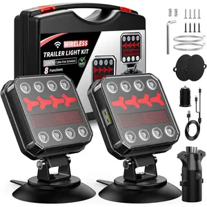 Voice-tank Wireless Bluetooth Magnetic Trailer Lights , Fast Charging LED Trailer Light Kit, IP65 Waterproof,10H Battery, 100FT Range for Trailer,Truck, RV, Camper,Boat – Brake,Turn,Reverse & Hazard Safety Lights