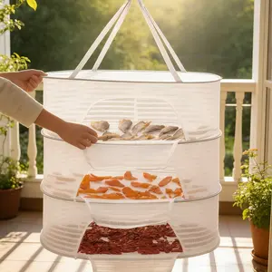 1 1/2/3/4-layer white/black/green fish, chili, radish, sweet potato, noodle drying rack, foldable fly-proof net tray, ventilated food dehydrator, suitable for balcony, terrace, or indoor use, stackable design, suitable for home storage