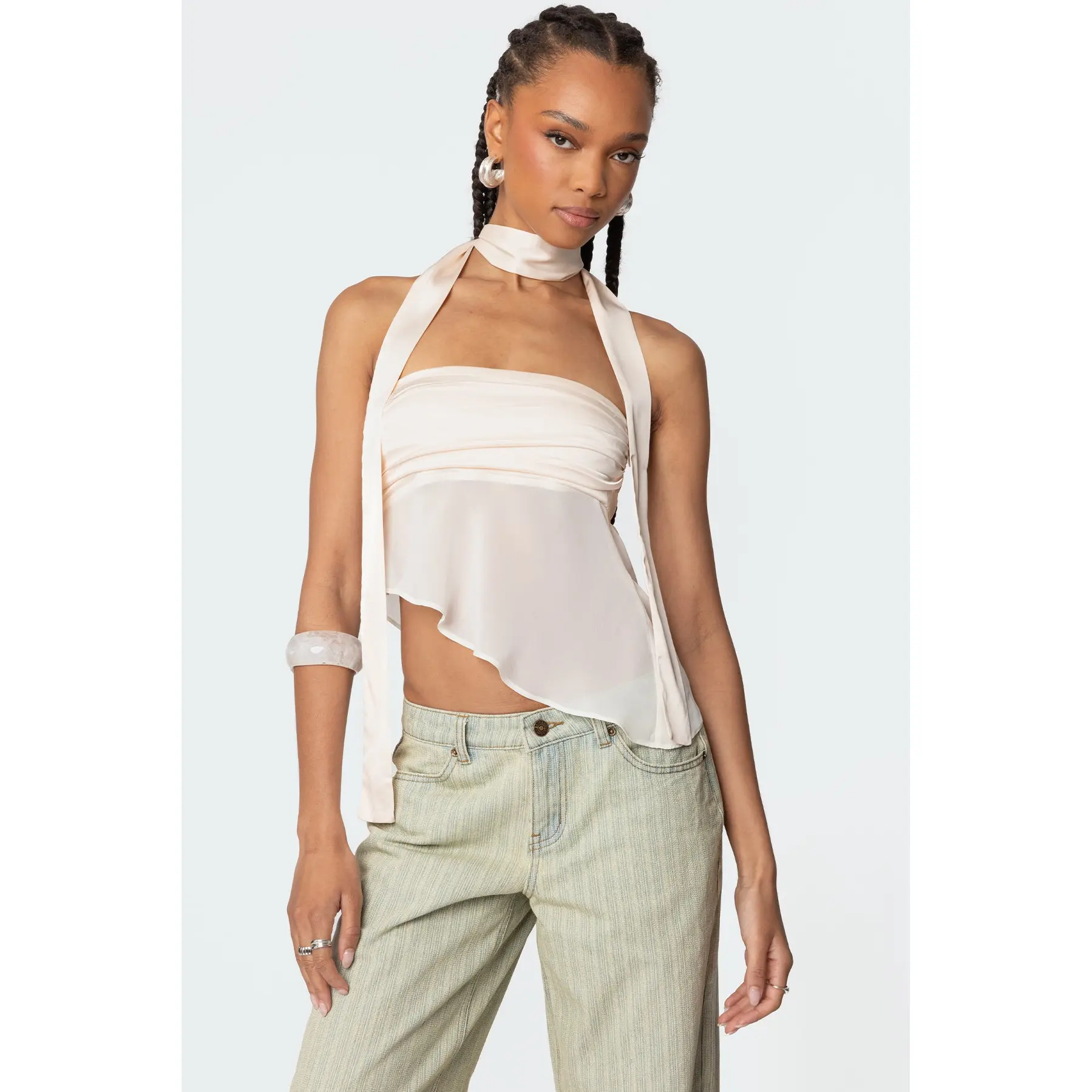Asymmetric Two Piece Scarf Top