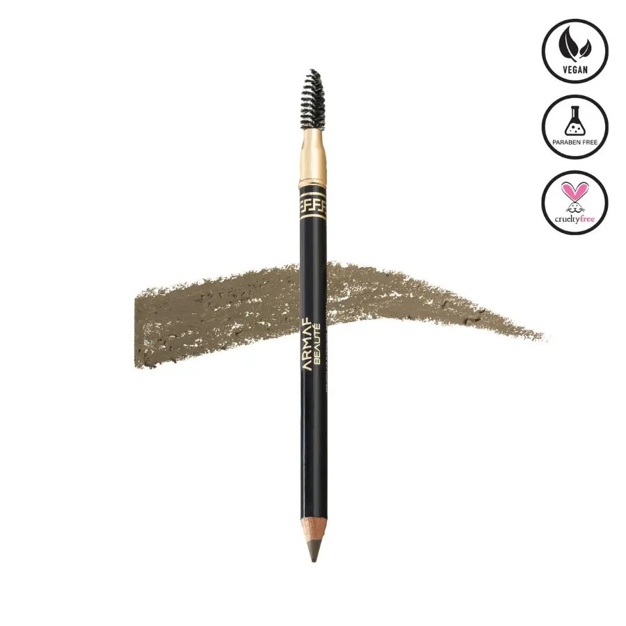 Armaf Beaute Enchanting Brow Eyebrow Pencil - Long-Lasting Dark Pigment for Precise Definition - Smooth Buildable Formula - Ebony - 1.19g, Dark Pigment Eyebrow Pencils, Enhancing Eyebrow Pencils