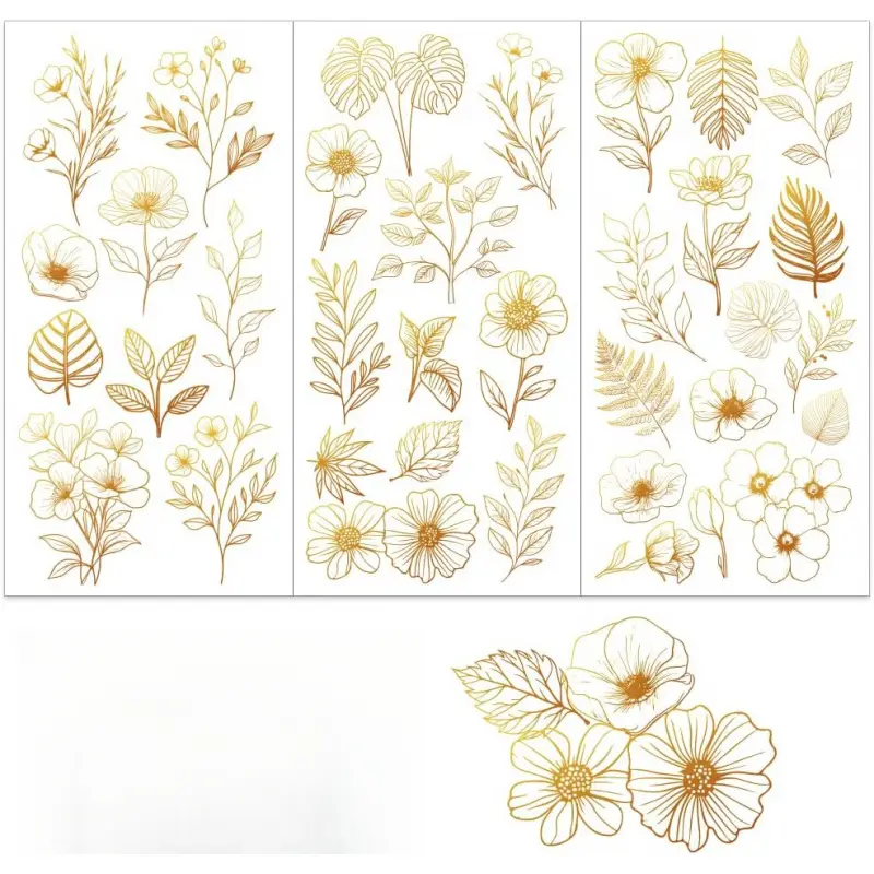 3pcs/set Yellow-Brown Flower Leaves Rub on Transfers for Furniture and Crafts 6x12 Inch Flowers Furniture Decals Transfer Stickers Rub on Decals for  Furniture Home Decor