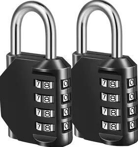 4 Digit Combination Lock 2 Pack With Resettable Code Side Window Design For Lockers Gym Fence Toolbox Storage Cases