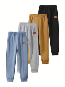 4 Pack boys autumn and winter fashion sweatpants 3-14-year-old children's winter leisure warm fleece pants fashion Joker elastic waist jogging pants