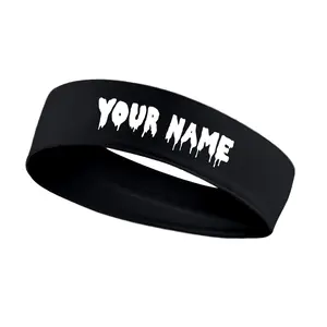 Custom Personalized Customized Name, Text Number Drip Tie Headband Sports Soccer Football Basketball Baseball Volleyball Tennis Running Weightlifting Accessories Boys Girls Men Women Bandana Head Tie White Black Red Blue Green Orange Yellow Pink Grey Gift