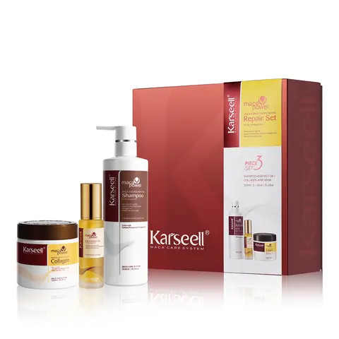 Karseell Collagen Hair Treatment Deep Repair Conditioning, Hair mask Shampoo and Argan Oil Set for Dry Damaged Hair All Hair Types 16.9floz + 16.9floz + 1.69floz  Gift Set