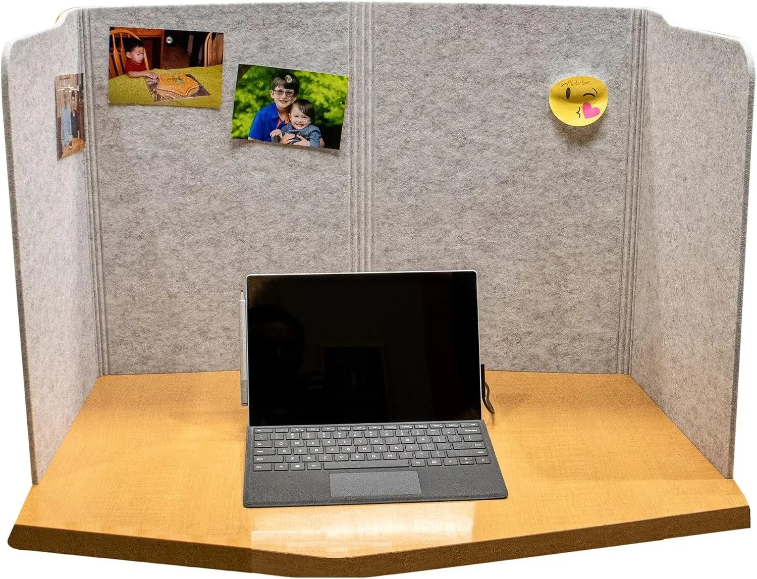 Small Grey Portable Freestanding Acoustic Space Divider - Sound Dampening Partition for Home Office, Computer Desk