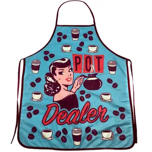 Pot Dealer Apron Funny Morning Cup Of Coffee Graphic Novelty Kitchen Smock Funny Graphic Kitchenware Bakeware Coffee  Funny Food  Novelty Cookware Blue