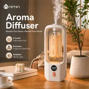 Nimin Ultra Quiet Automatic Scent Diffuser Stylish Aroma Machine with Warm Ambient Light 5 Gear Adjustable Fragrance Setting Ideal for Home Decor Relaxing Atmosphere and Whole House Odor Refresh
