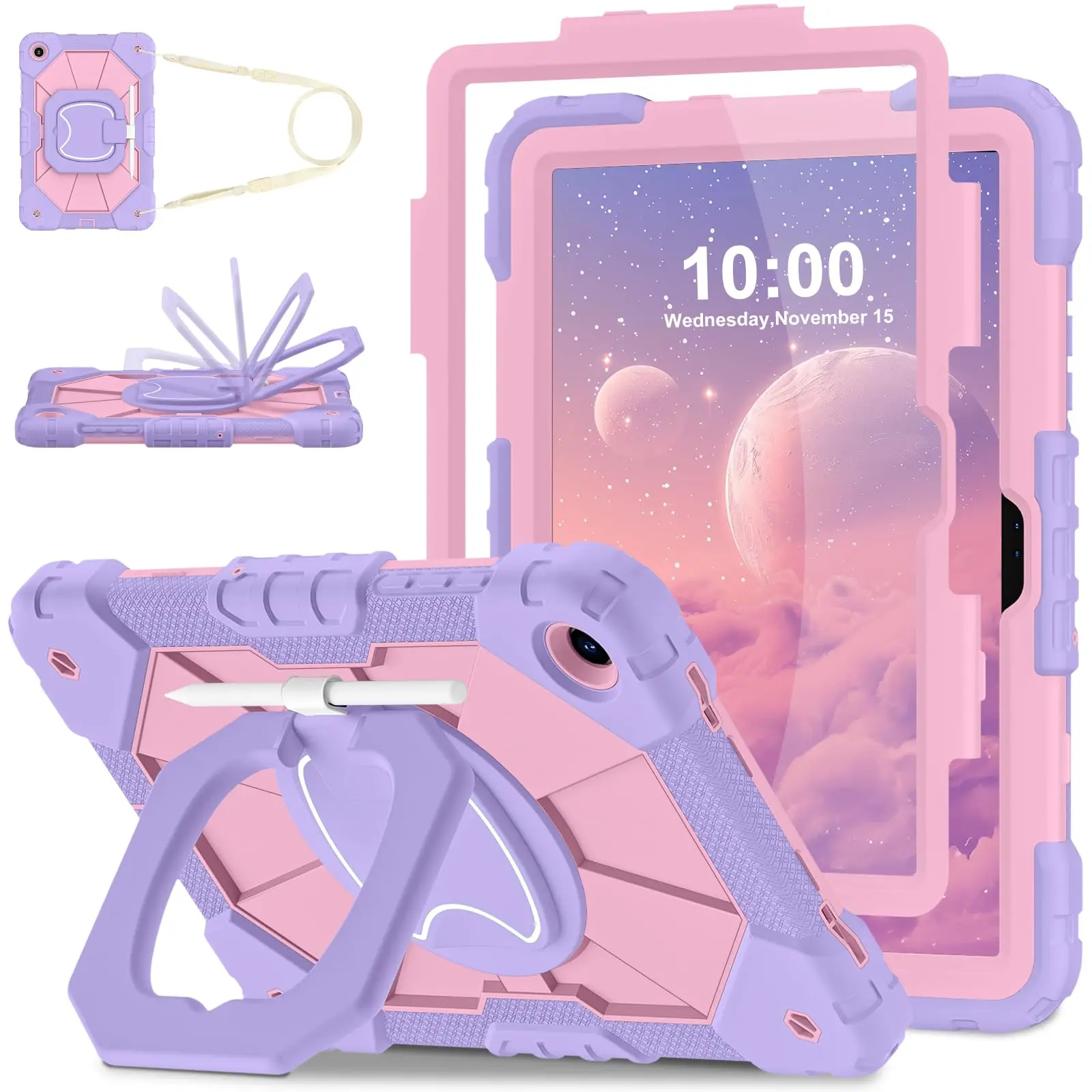 Case for iPad 12th A19 (2026)/A16 11th (2025)/IPAD Air 8 M4/7/6 5 4 M3 M2 11 13 Inch/10th 10.9/9th/8/7 10.2/ipad mini6/mini7(A17pro) 8.3/Pro 11 13 M4 2025/2024 Case Military Grade Shockproof Cases with Pencil Holder Shoulder Strap