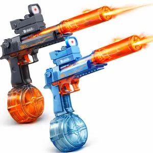 Electric Water Blaster Toy with LED Light Effects, Rechargeable Automatic Summer Water Blaster with Large Capacity Drum, Long Range Pool Beach Backyard Outdoor Toy for Kids & Teens