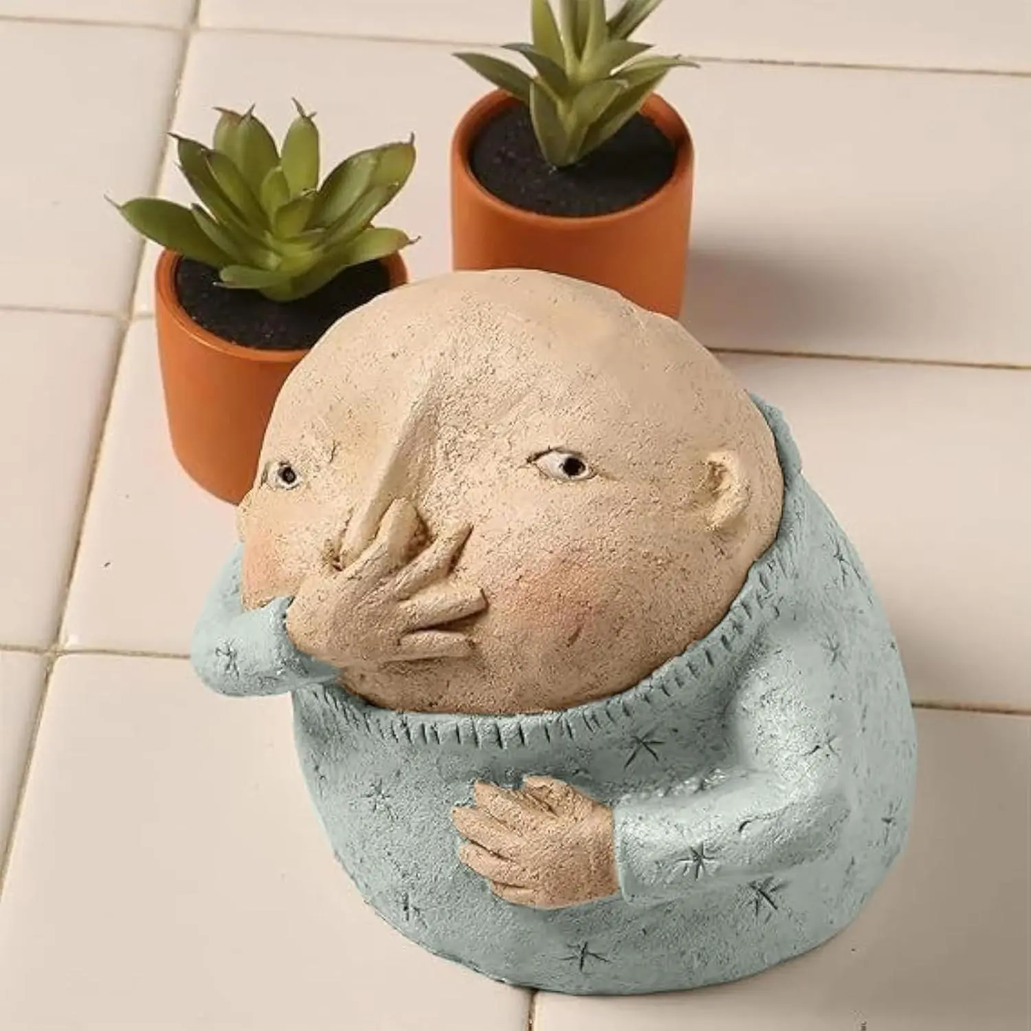 Boy Holding Nose Bathroom Statue Funny Boys Bathroom Decor for Shelf Sitters Quirky Toilet Sculptures and Figurines Cute Christmas Gift