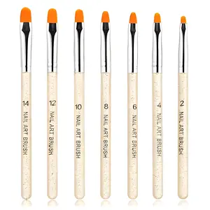 7PCS UV Gel DIY Nail Art Brushes Manicure Brush Set 2-14 Size Poly Gel Extension Builder Pens Pro Tools Painting Pens For Nail Design Nail Supplies