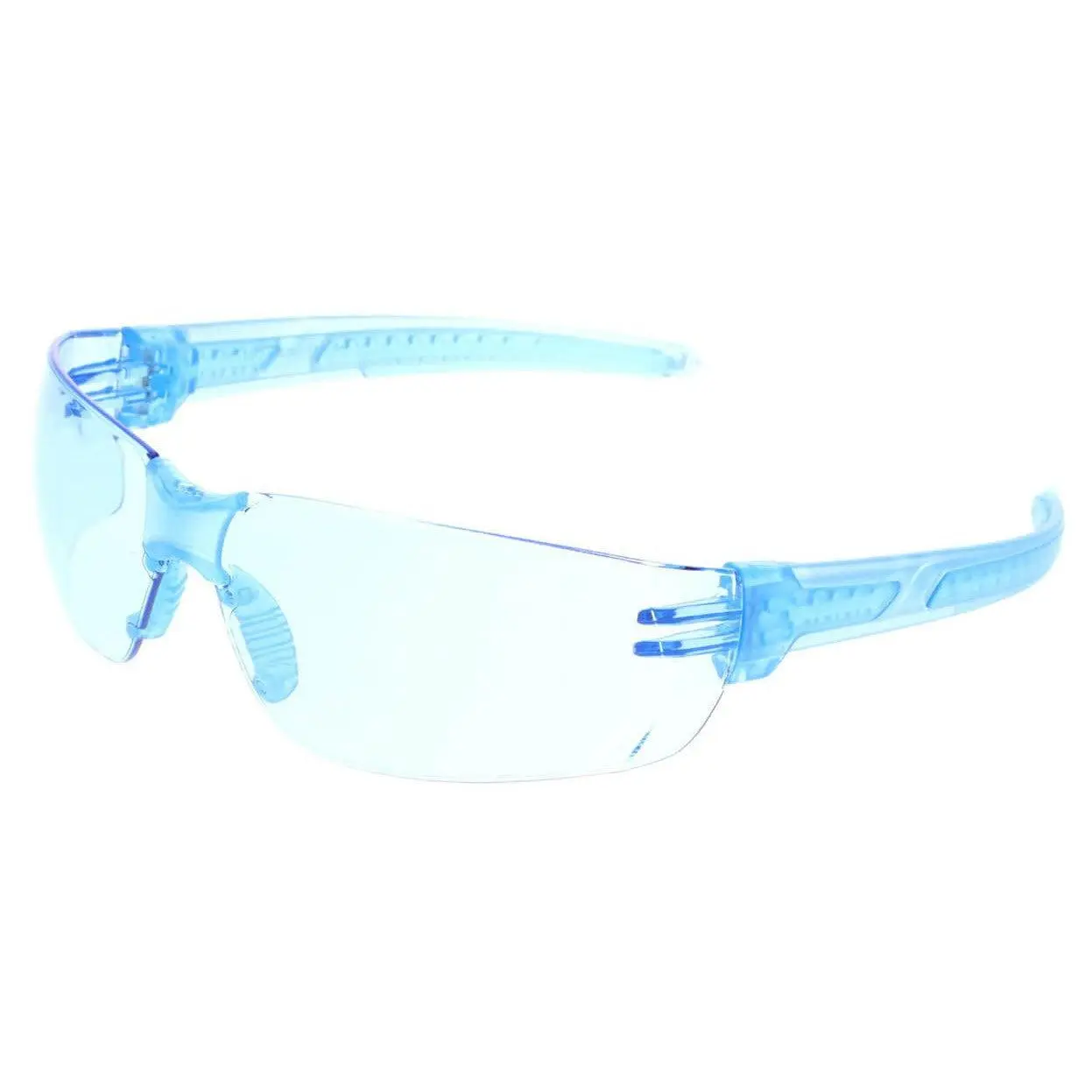 MCR Safety Hulk HK2 Rimless Frameless Protective Eyewear - Light Blue Water-Loving MAX6 Anti-Fog Lenses, Contoured Orbital Seal, Non-Slip Soft Bayonet Temples, Secure TPR Nose Pad, Unisex Work Glasses for Home Improvement, Frameless Glasses
