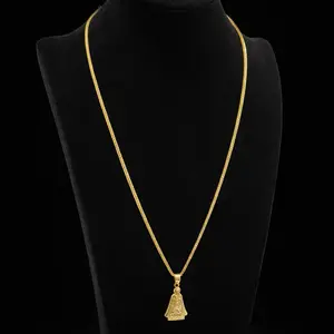 Cadena de or 10k estilo franco con dije de san Lázaro