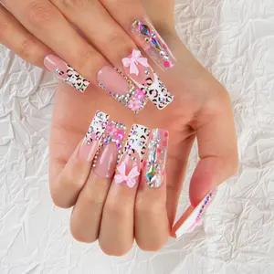 Lovful | NEW DROP Collection Handmade Acrylic Press On Nails | 10PCS Reusable | Salon Quality 3D Flower Rhinestones