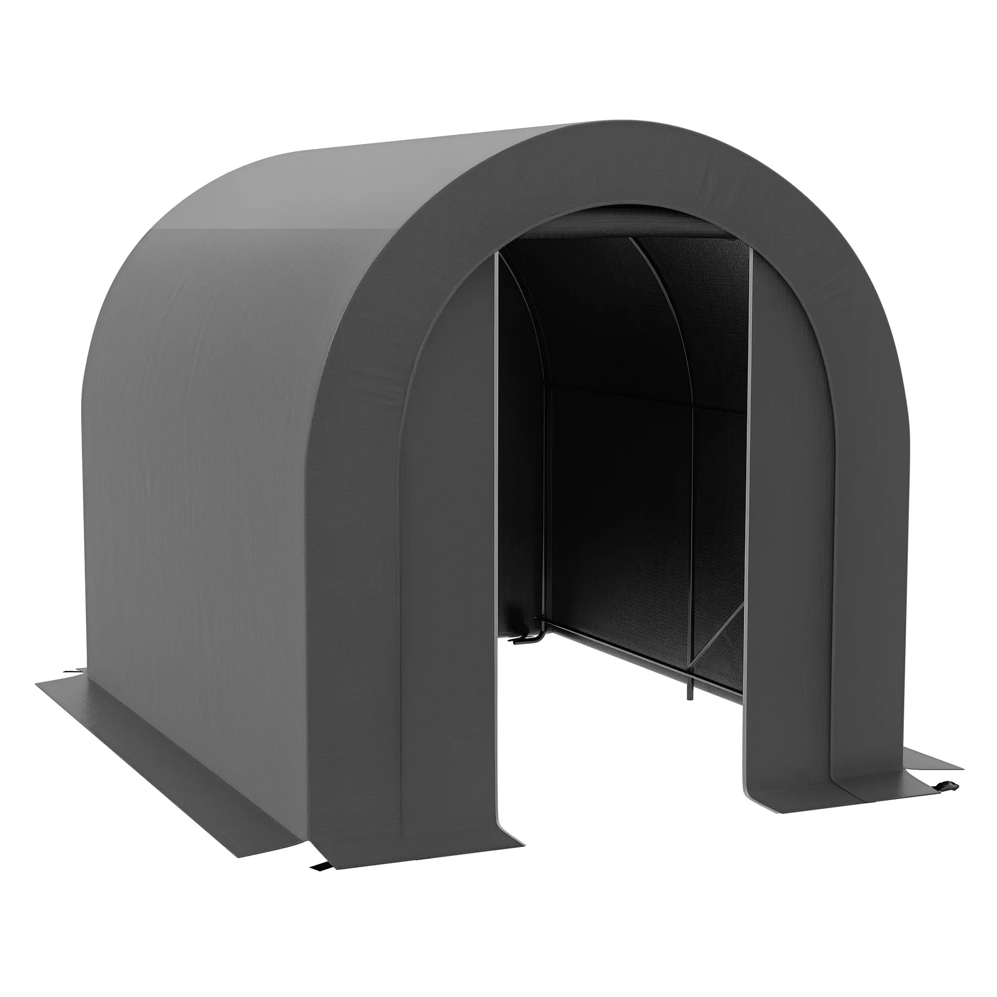 Outsunny 6' x 8' Steel Garden Storage Tent, Heavy-Duty Waterproof Portable Outdoor Shed with Galvanized Metal Frame for Bike, Garden Tools, Gray, Steel Garden Shed