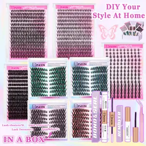 Cluster Eyelash Gift Set, Dense Long Curled Lashes, Volume Lash Clusters, Individual False Eyelashes, Natural/Fluff Volume/MANGA/color Styles, DIY Eyelash Extensions Kit, Multiple Lengths, Includes Glue, Sealant, Remover, Tweezers D Curl
