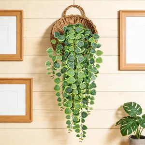 60-80cm Artificial Hanging Plants Vines Fake Eucalyptus Silk Creeper ivy Realistic Money Leaf Wall Hanging Rattan Real Touch Scindapsus Leafs Green Vivid Vine Fake Plant Decoration for Wedding Balcony Home Garden Decor Indoor Plants Decor