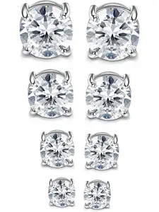 Magnetic Earrings for Men & Women, Casual Party Daily, Modern, Shiny Round Cubic Zirconia Studs, Hypoallergenic Stainless Steel, Perfect for All Seasons