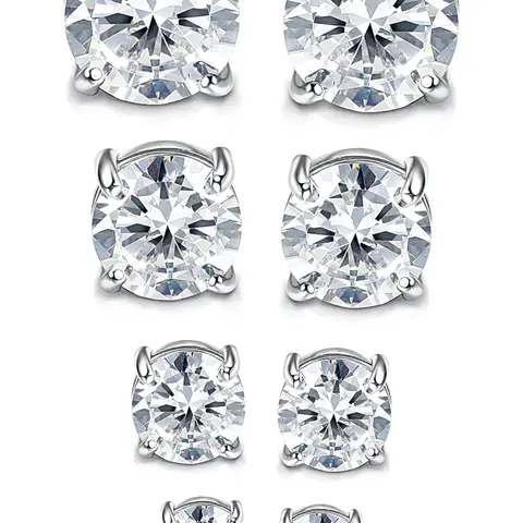 Magnetic Earrings for Men & Women, Casual Party Daily, Modern, Shiny Round Cubic Zirconia Studs, Hypoallergenic Stainless Steel, Perfect for All Seasons