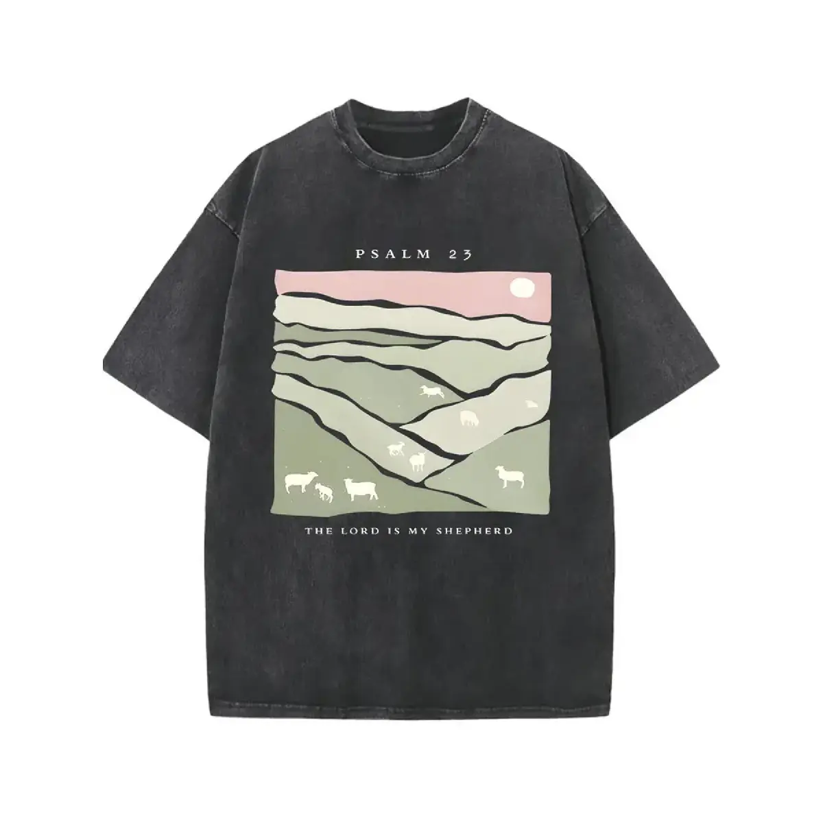 Water Washed, Mainly My Shepherd Print T-Shirt, High-Quality Wax Printed Cotton Retro Fashion Brand T-Shirt, Suitable for Summer T-Shirt with a Certain Thickness, Holiday Gift