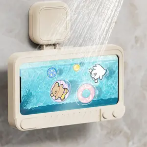 Waterproof Bathroom Phone Holder, 360° Rotating Touchscreen, Anti-Fog Removable Suction Cup, Adjustable Angle, Abs Material, Suitable for Bathrooms