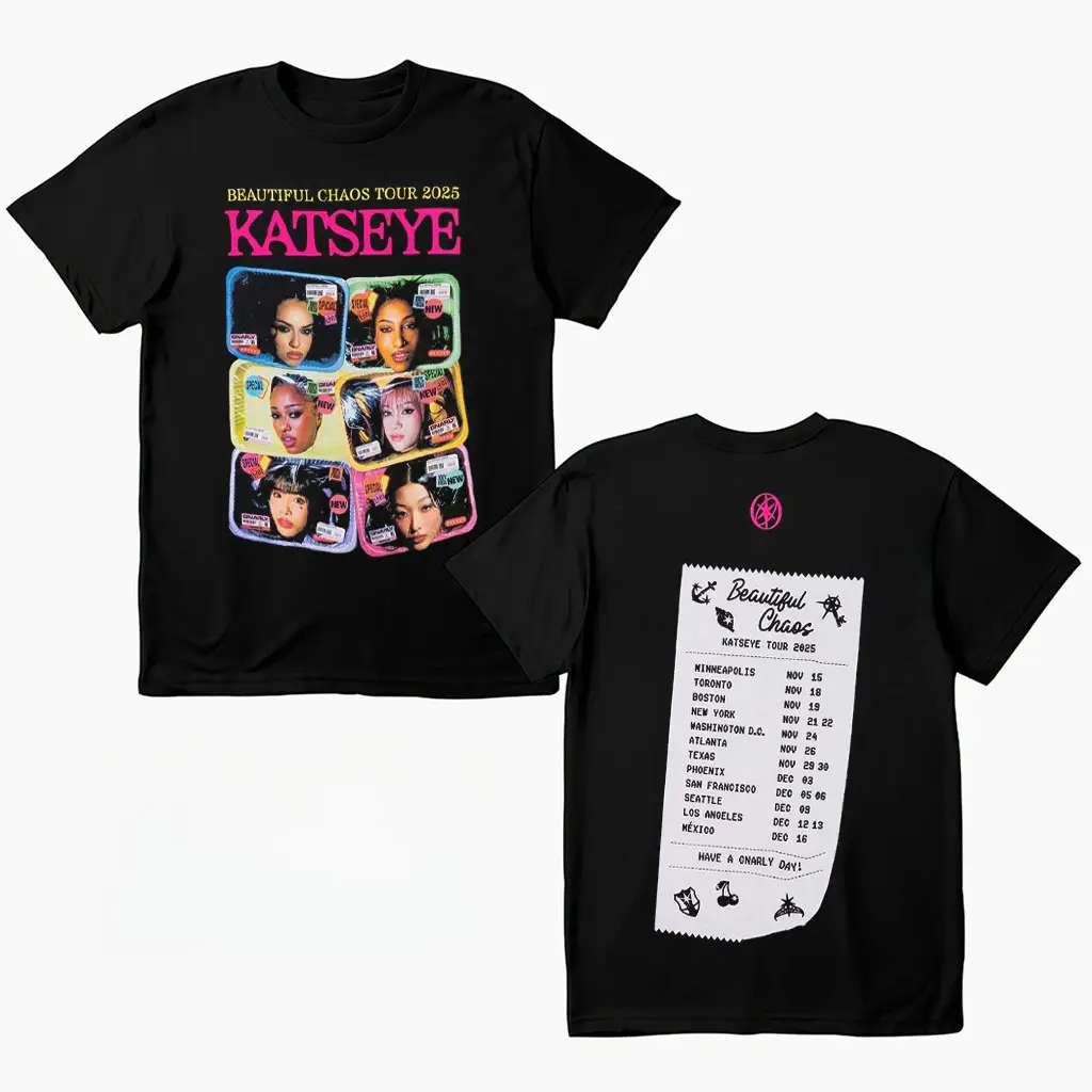Katseye Beautiful Chaos Tour 2025 Black T-Shirt