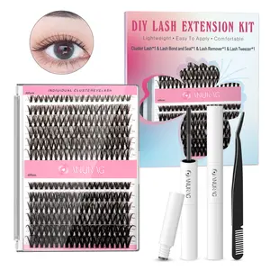 DIY Eyelash Extension Kit 240 Eyelash Set Kit Individual Eyelashes Natural 9-17mm C/D Curl Kit, Fine Band Cluster Eyelash Adhesive & Sealant & Eyelash Tweezers, Eyelash Curler Kit,  (30D & 40D-0.07D-9-17MIX Kit)Christmas gifts, Black Friday