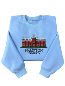 Hampton University Embroidered Sweatshirt Hoodie Casual Womenswear Cotton Blend Crewneck Pullover School Tops