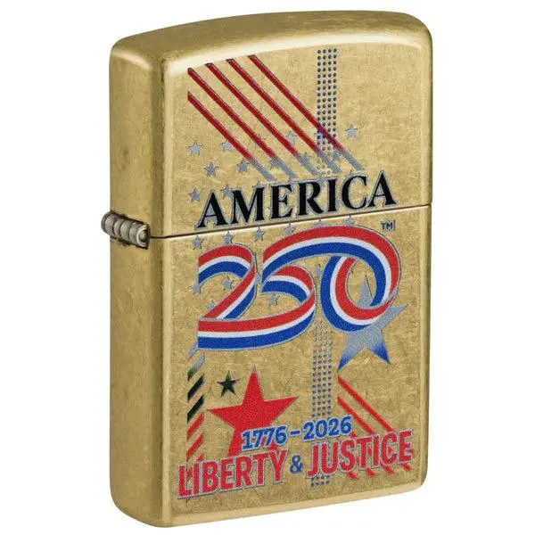 Brass Heritage America 250 Liberty & Justice Design Zippo Lighter, NO FUEL Included (Model ZP-47287)