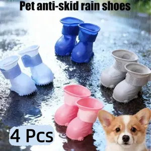 4 Pcs Of Pet Anti-Slip Rain Shoes; Waterproof And Wear-Resistant Outdoor Dog Paws Rain Shoes; Pet Supplies.