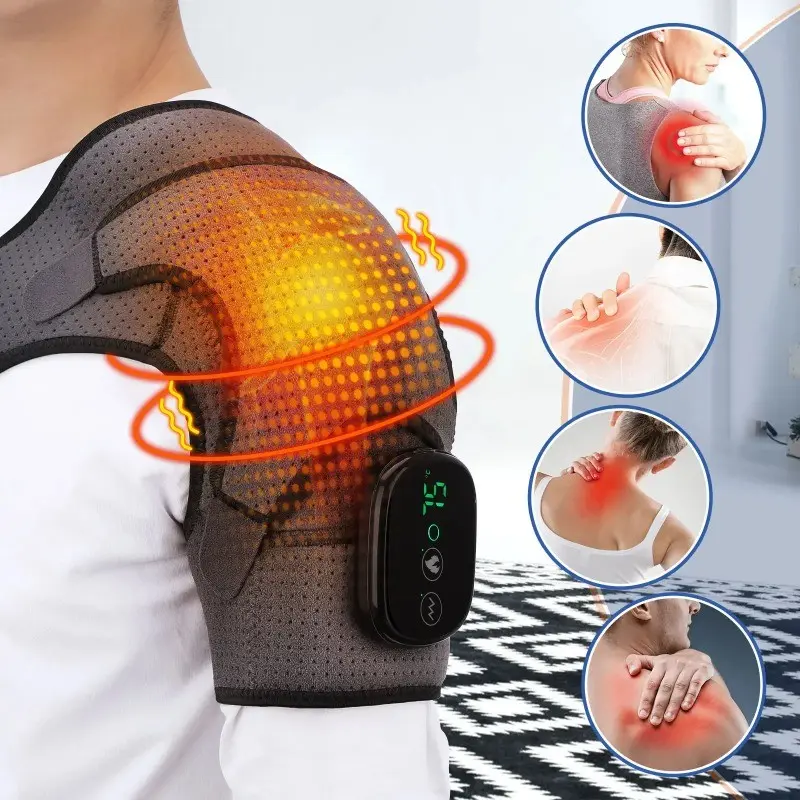 Electric Heated Shoulder Massage Belt, Adjustable Back Support, LED Heat Therapy, Lithium Battery, New Condition, Model Xinghao D102200