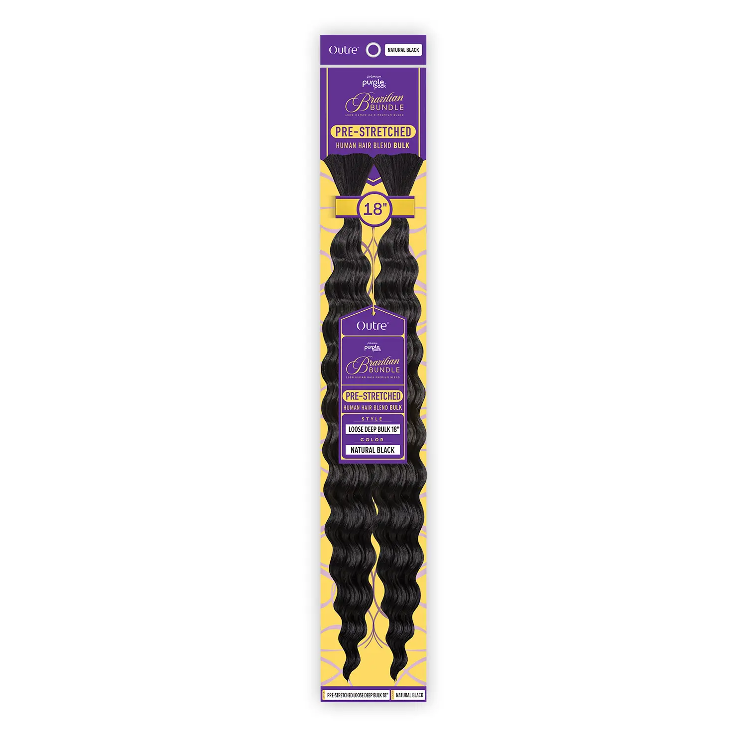 Outre Human Hair Blend Pre-Stretched Loose Deep Bulk Braids, Premium Purple Pack Brazilian Human Hair Bundles (18-24"), Lightweight, Easy to Wear, Flexible for Goddess Braids