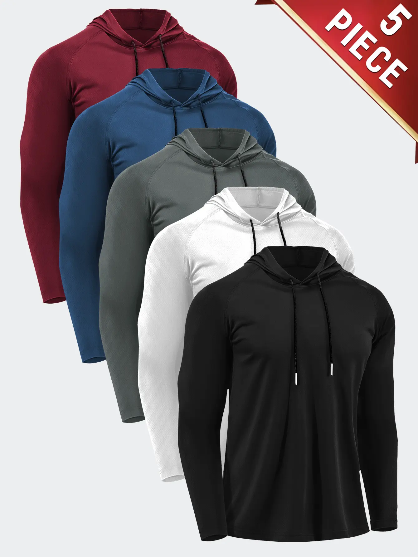 5 Pieces Men's Hooded Sweatshirt Long Sleeve Pullover Casual Fashion Warm Comfortable Breathable Fabric Suitable for Casual Outings Outdoor Sports Valentine's Day Gift summerwins