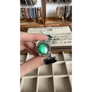 Elegant 925 Sterling Silvery Ring with Unique Natural Aquatic Agate - Perfect for Weddings & Engagements, Women's Fashion Jewelry