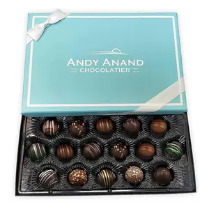 Andy Anand Artisan Dark Chocolate Truffles, 24 pc – Handmade Assorted Flavors, 60% Cocoa Butter, Gourmet Birthday & Holiday Gift Collection