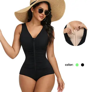 JOSHINE SHAPER Women's One-Piece Swimsuit with Tummy Control, Full Coverage, Pleated V-Neck Design, Shaping Swimsuit, U-Shaped Backless Swimsuit, Double-Layer Comfortable and Versatile Shaping Swimsuit