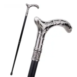 Vintage Plum Blossom Decorative Cane - 36.61-Inch Tall Alloy Cane with Exquisite Floral Design | Elegant Home Decor And Party Accessory, Durable for Cosplay And Parties, Silvery Grey Color, For Cosplay & Party-#SummerWins#DealsForYouDays#father'sdaygift