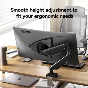 Single Monitor Arm, Gas Spring Desk Mount 17-32", Full Motion VESA 75/100mm, Holds 22lbs, Adjustable Swivel Tilt, Cable Management
